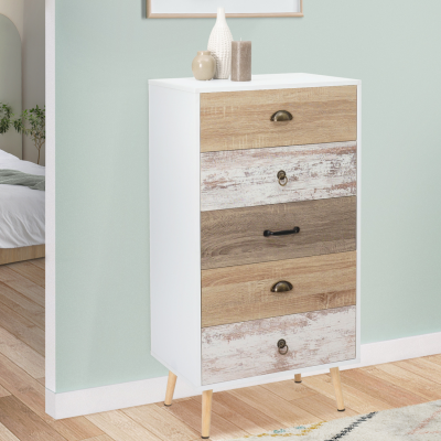 IDMARKET Chiffonnier 5 tiroirs BAHIA commode scandinave
