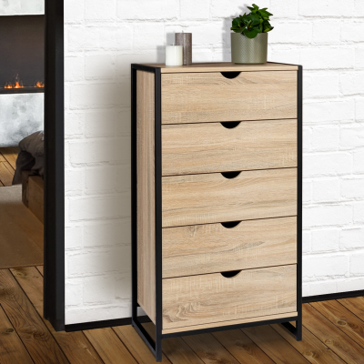 IDMARKET Chiffonnier 5 tiroirs DETROIT design industriel 