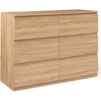 IDMARKET Commode 6 tiroirs TOMI bois fa&ccedil;on h&ecirc;tre 