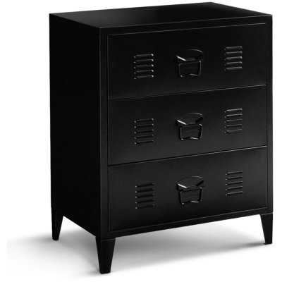 IDMarket - Commode Ester 60 cm 3 tiroirs m&eacute;tal Noir Design Industriel