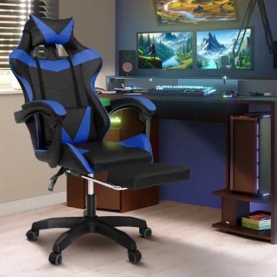 IDMARKET  Fauteuil gaming noir/bleu
