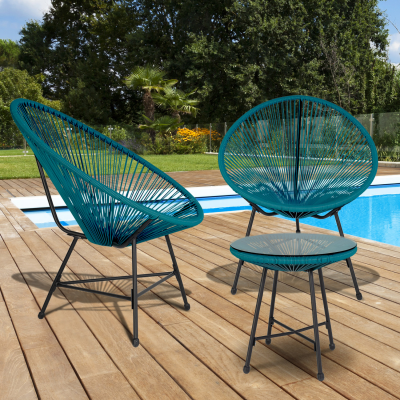IDMARKET  FR40040253IDM Salon de Jardin Ronde R&eacute;sistant au Soleil Bleu