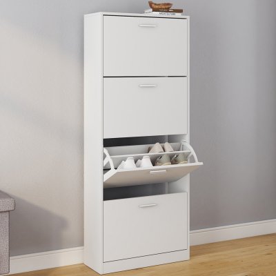 IDMarket - Meuble &agrave; Chaussures 4 Portes Blanc