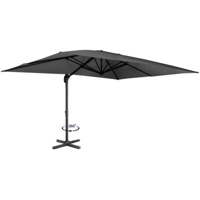 IDMARKET  - Parasol d&eacute;port&eacute; rotatif 360 CALVI gris 3x4 M avec housse