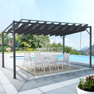 IDMARKET  - Pergola Lames orientables CEFALU 3x4 M Gris Anthracite
