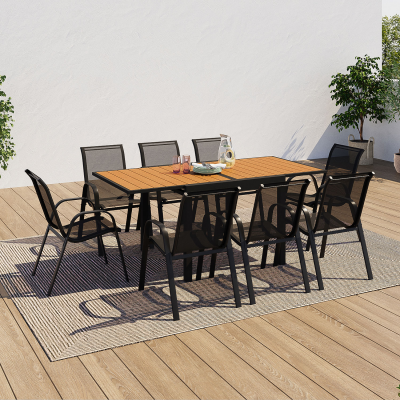 IDMARKET  Salon de jardin 8 pl bois noir Bois