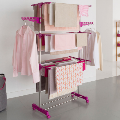 IDMARKET  - S&eacute;choir &agrave; Linge INOX Maxima Prune &eacute;tendoir Pliable H.145 CM