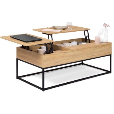 IDMarket - Table Basse 2 Plateaux relevables Detroit Design Industriel
