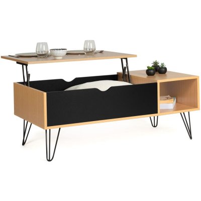 IDMarket - Table Basse Plateau relevable Noemi Bois Pieds &eacute;pingle