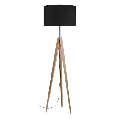 TOSEL IDUN B - Lampadaire tr&eacute;pied bois naturel et noir