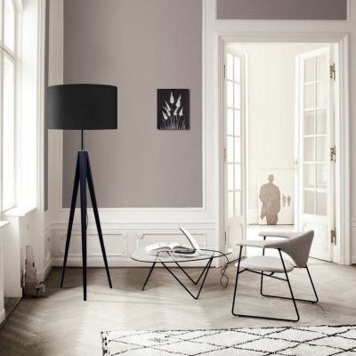 TOSEL IDUN B - Lampadaire tr&eacute;pied bois noir