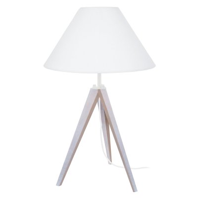 TOSEL IDUN - Lampe de chevet tr&eacute;pied bois blanc d'ivoire