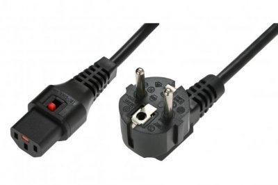 IEC-LOCK Cordon d'alimentation CEE7 / C13 &agrave; verrouillage noir - 3,0 m