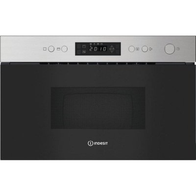 INDESIT IM K12 X Noir, Acier inoxydable Micro-ondes grill Int&eacute;gr&eacute; 22 L 750 W