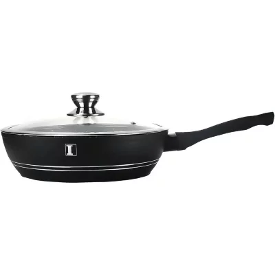  IM-WOK30-FM: Wok en Marbre de 30 cm Avec Couvercle et Poign&eacute;e Amovible
