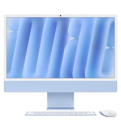 iMac 24'' ecran retina 4,5K 256G0 SSD 16 GO RAM Puce M4 CPU 8 coeurs GPU 8 coeurs Bleu