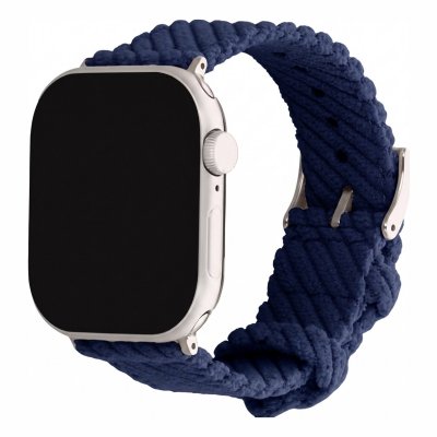 IMOSHION  Bracelet en velours c&ocirc;tel&eacute; pour Apple Watch  38/40/41/42 mm - Bleu fonc&eacute;