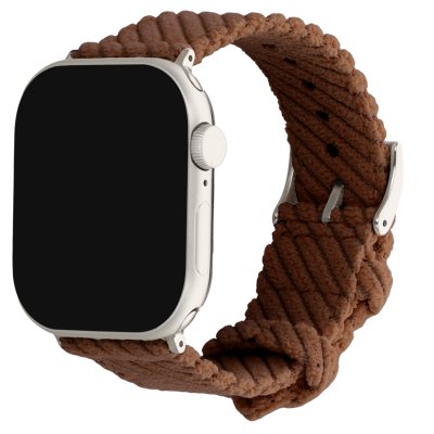 IMOSHION  Bracelet en velours c&ocirc;tel&eacute; pour Apple Watch  38/40/41/42 mm - Marron