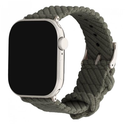 IMOSHION  Bracelet en velours c&ocirc;tel&eacute; pour Apple Watch  38/40/41/42 mm - Vert