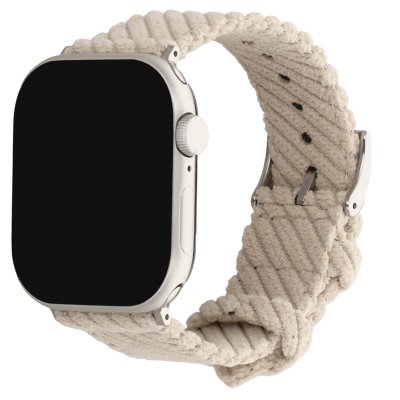 IMOSHION  Bracelet en velours c&ocirc;tel&eacute; pour Apple Watch  44/45/46/49 mm - Beige