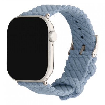 IMOSHION  Bracelet en velours c&ocirc;tel&eacute; pour Apple Watch  44/45/46/49 mm - Bleu clair