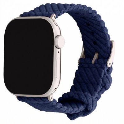 IMOSHION  Bracelet en velours c&ocirc;tel&eacute; pour Apple Watch  44/45/46/49 mm - Bleu fonc&eacute;