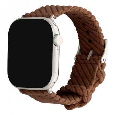 IMOSHION  Bracelet en velours c&ocirc;tel&eacute; pour Apple Watch  44/45/46/49 mm - Marron