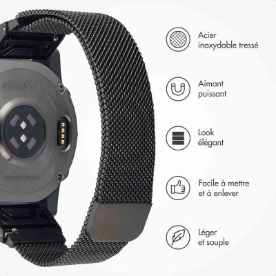 IMOSHION  Bracelet QuickFit&reg; Milanais Garmin Watch  20 mm aansluiting - Noir