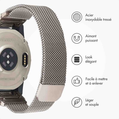 IMOSHION  Bracelet QuickFit&reg; Milanais Garmin Watch  22 mm aansluiting - Starlight