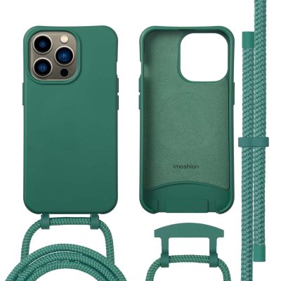 IMOSHION  Coque arri&egrave;re Color avec cordon amovible et MagSafe Apple iPhone 13 Pro - Vert fonc&eacute;