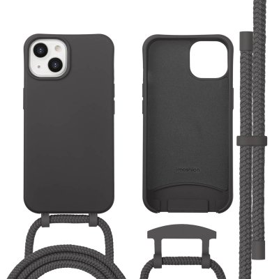 IMOSHION  Coque arri&egrave;re Color avec cordon amovible et MagSafe Apple iPhone 14 - Black Coffee
