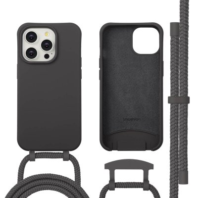 IMOSHION  Coque arri&egrave;re Color avec cordon amovible et MagSafe Apple iPhone 14 Pro - Black Coffee