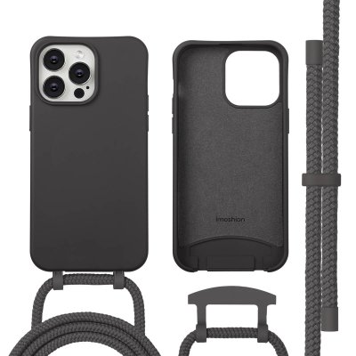 IMOSHION  Coque arri&egrave;re Color avec cordon amovible et MagSafe Apple iPhone 14 Pro Max - Black Coffee