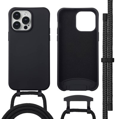 IMOSHION  Coque arri&egrave;re Color avec cordon amovible et MagSafe Apple iPhone 14 Pro Max - Noir
