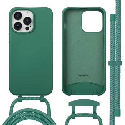 IMOSHION  Coque arri&egrave;re Color avec cordon amovible et MagSafe Apple iPhone 14 Pro Max - Vert fonc&eacute;