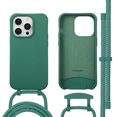 IMOSHION  Coque arri&egrave;re Color avec cordon amovible et MagSafe Apple iPhone 14 Pro - Vert fonc&eacute;