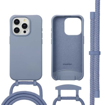 IMOSHION  Coque arri&egrave;re Color avec cordon amovible et MagSafe Apple iPhone 15 Pro - Ash Blue