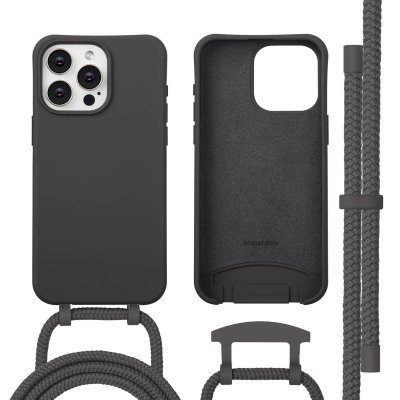 IMOSHION  Coque arri&egrave;re Color avec cordon amovible et MagSafe Apple iPhone 15 Pro Max - Black Coffee