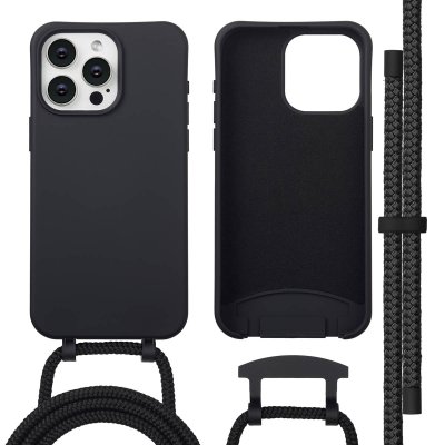 IMOSHION  Coque arri&egrave;re Color avec cordon amovible et MagSafe Apple iPhone 15 Pro Max - Noir