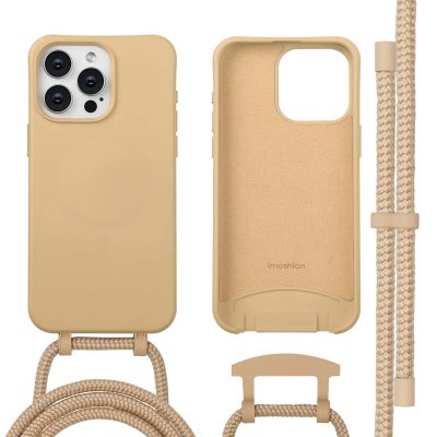 IMOSHION  Coque arri&egrave;re Color avec cordon amovible et MagSafe Apple iPhone 15 Pro Max - Nude