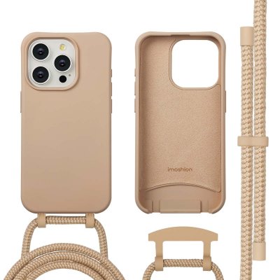 IMOSHION  Coque arri&egrave;re Color avec cordon amovible et MagSafe Apple iPhone 15 Pro - Nude