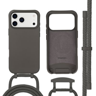 IMOSHION  Coque arri&egrave;re Color avec cordon amovible et MagSafe Apple iPhone 17 Pro - Black Coffee