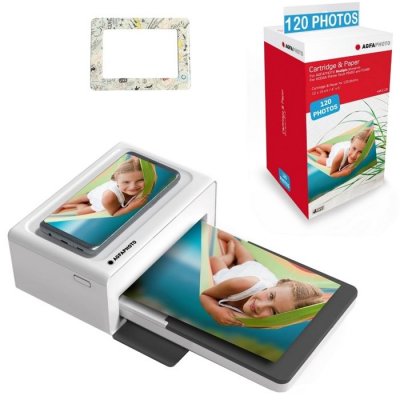 AGFA Imprimante Bluetooth  Photo Realipix Moments Blanc + Cartouches + 120 Papiers + Cadre Magn&eacute;tique