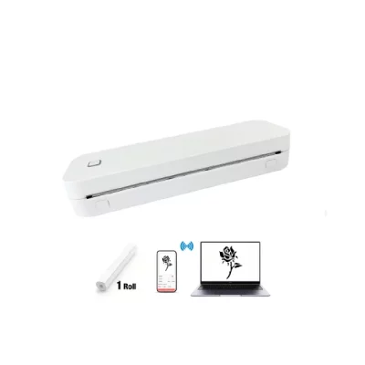 TCC Imprimante Thermique A4 Portable Imprimante sans Encre 304DPI Batterie 2600mAh Bluetooth/USB Blanc