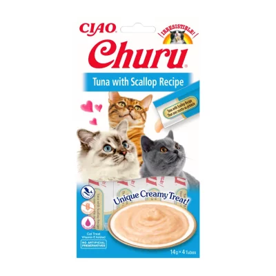 INABA  Churu Tuna With Scallops 14g Wet Cat Food 4 Units Multicolore