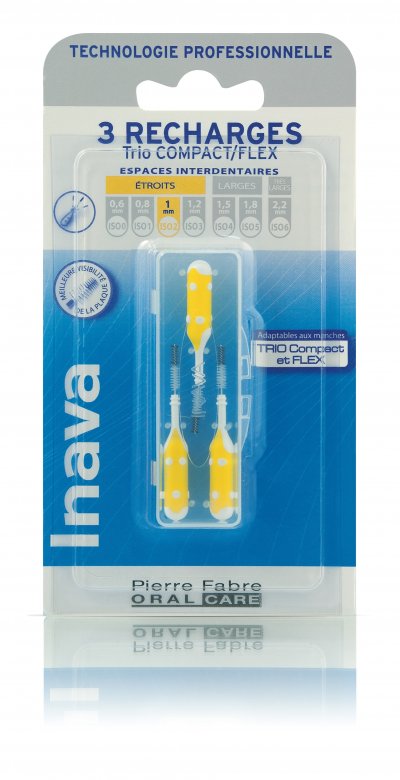 Inava Trio Brossettes 4 Recharges Trio Compact (Jaune, 1 mm)