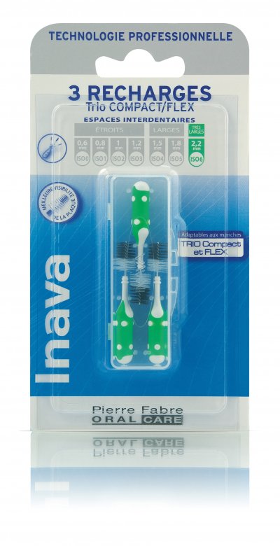 INAVA  Trio Brossettes 4 Recharges Trio Compact - Taille : ISO6 2,2 mm
