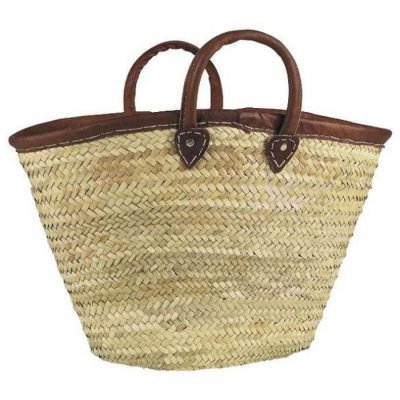 AUBRY GASPARD Inconnue Couffin naturel en palmier anses et bord cuir