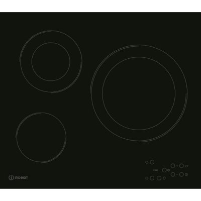 INDESIT  RI360C - Plaque vitroc&eacute;ramique - 58 cm - 3 zones - Noir
