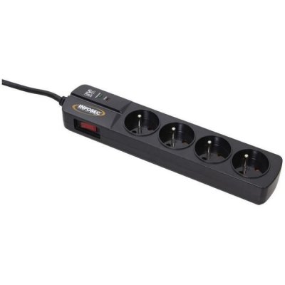 INFOSEC  multiprise parafoudre 4 prises s4 black li